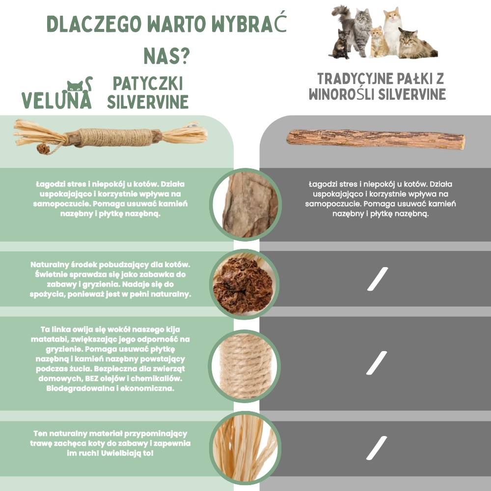 Patyczki dentystyczne z Silvervine dla kotów