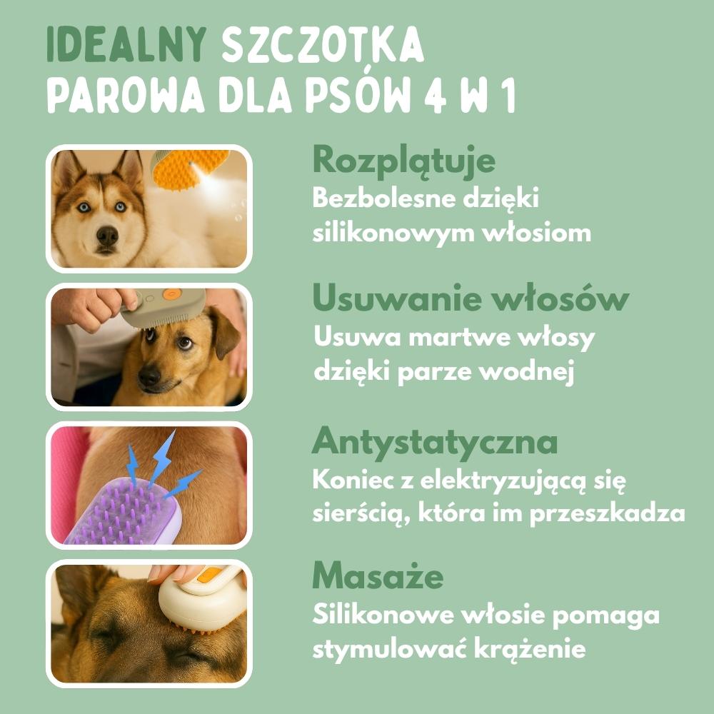 Wielofunkcyjna szczotka parowa 4 w 1 dla psów