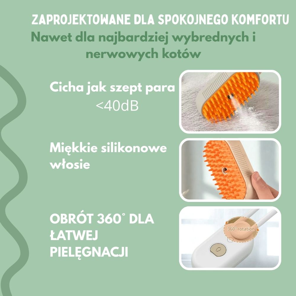 Wielofunkcyjna szczotka parowa 4-w-1 dla kotów